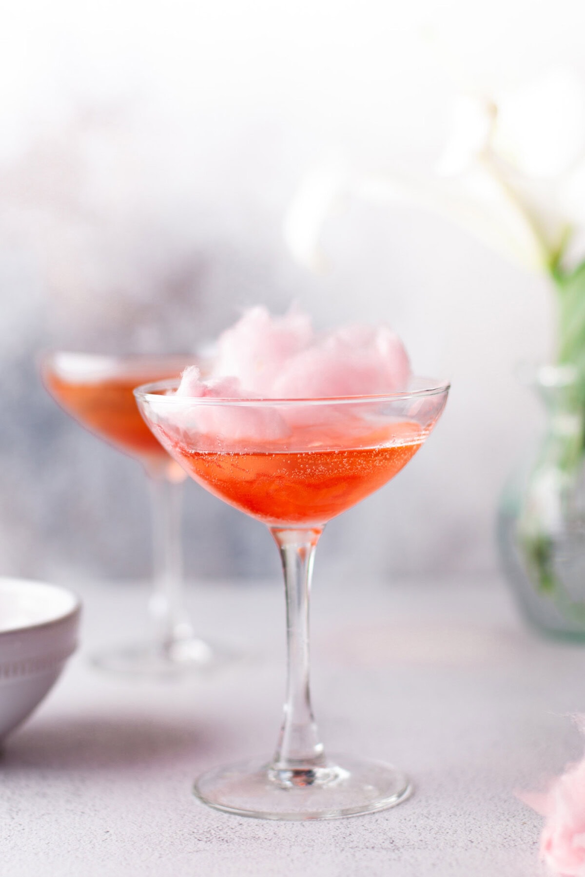 glass of cotton candy champagne