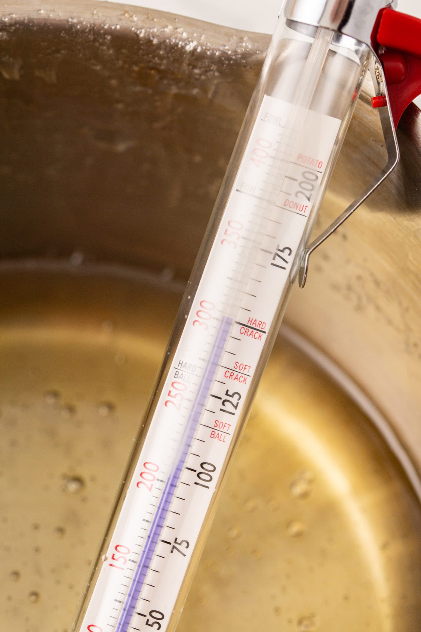 candy thermometer in a pot