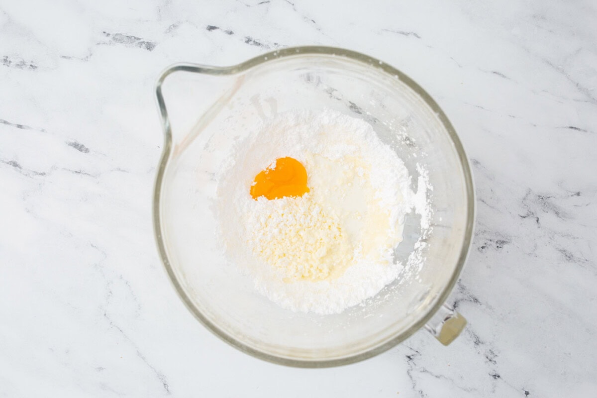 lemon frosting ingredients in a mixing bowl