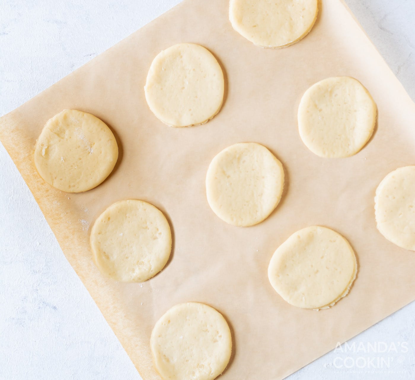 sugar cookies on parchment paper