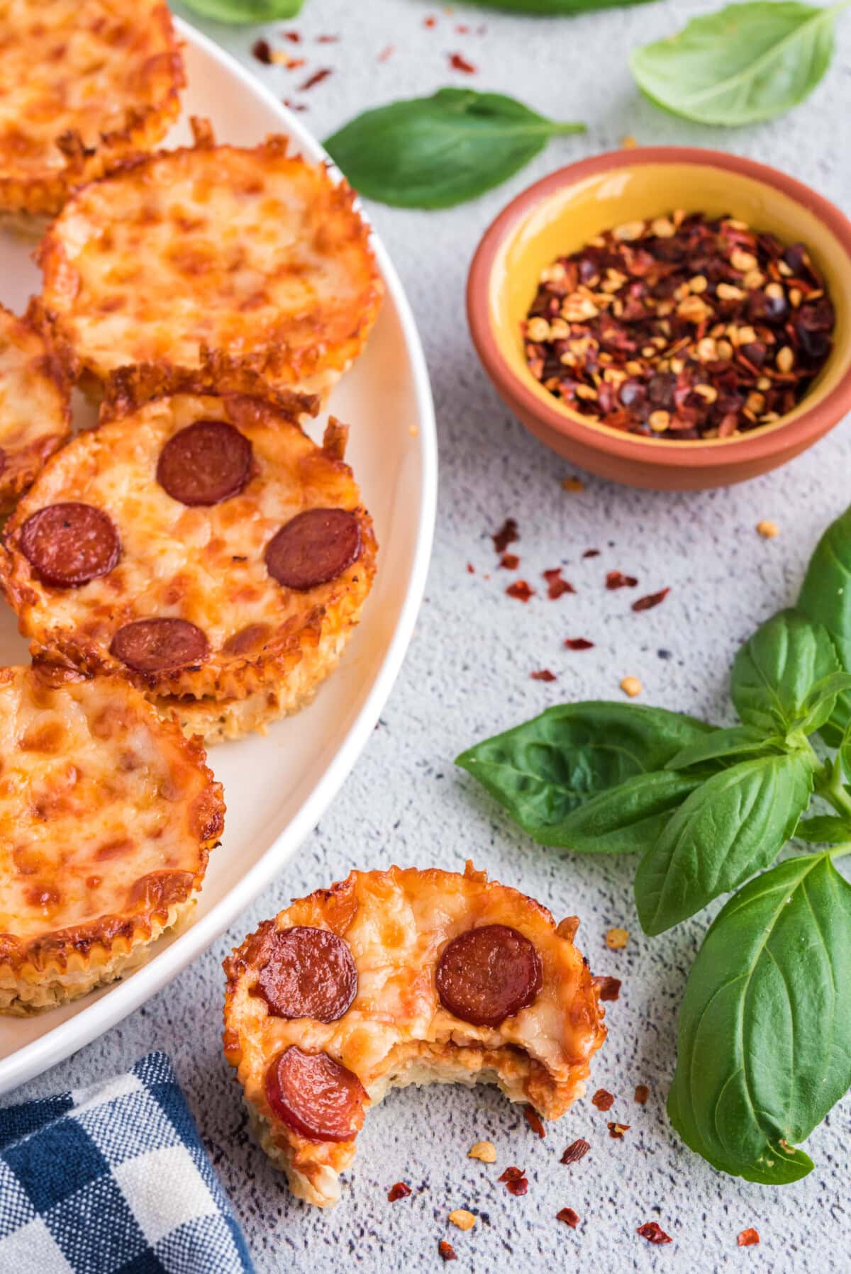 Cauliflower Pizza Bites on a plate