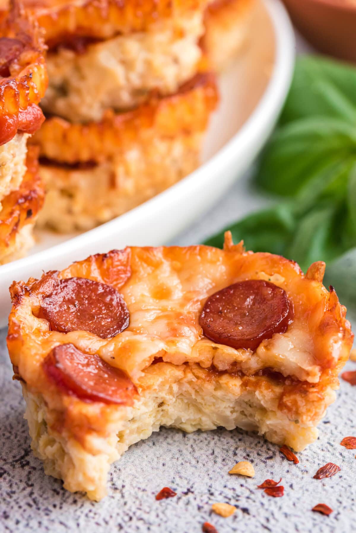 close up of a Cauliflower Pizza Bite