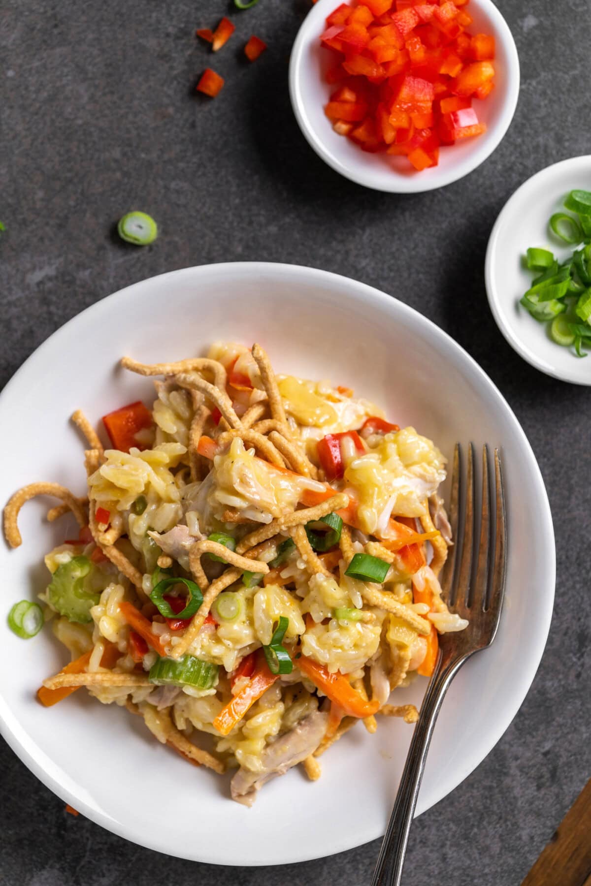 Chicken Chow Mein Casserole on a plate