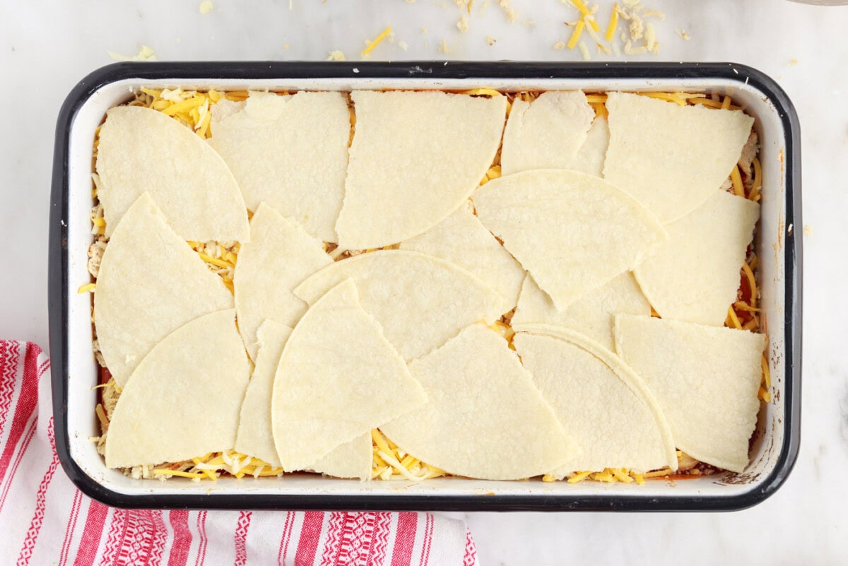 tortillas on top of casserole
