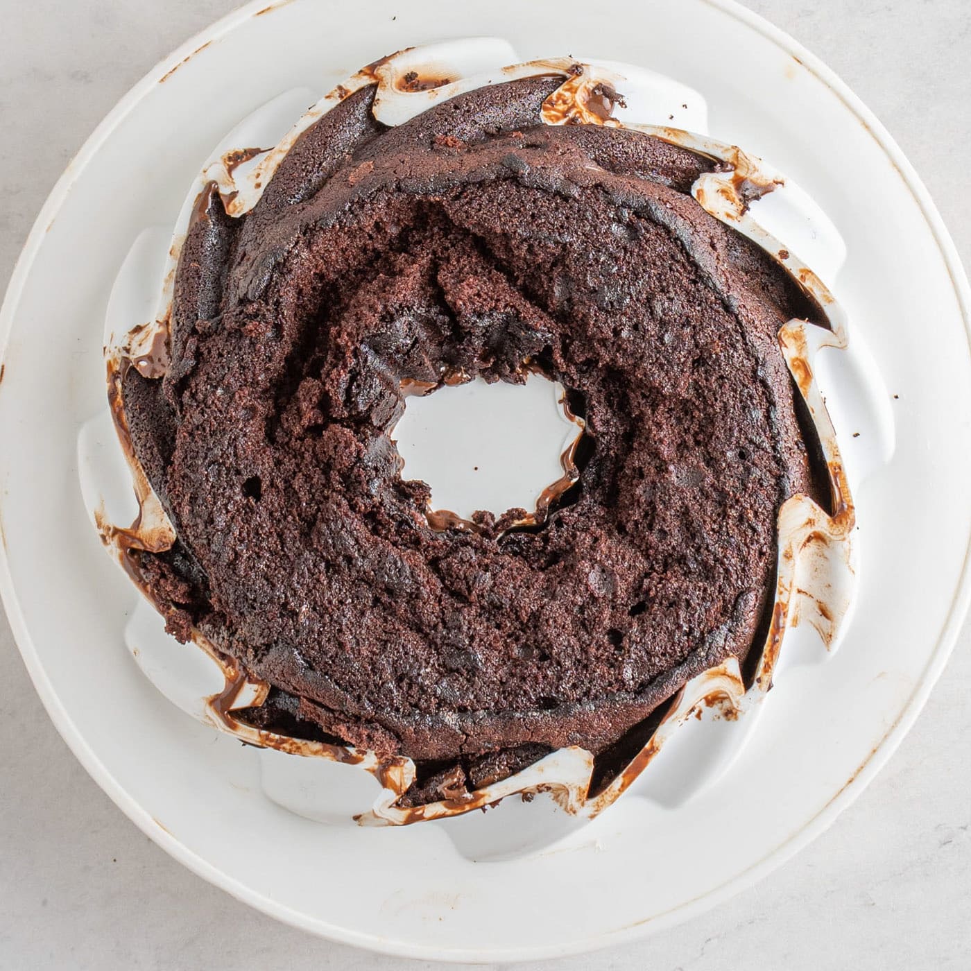 chocolate pound cake in a pan