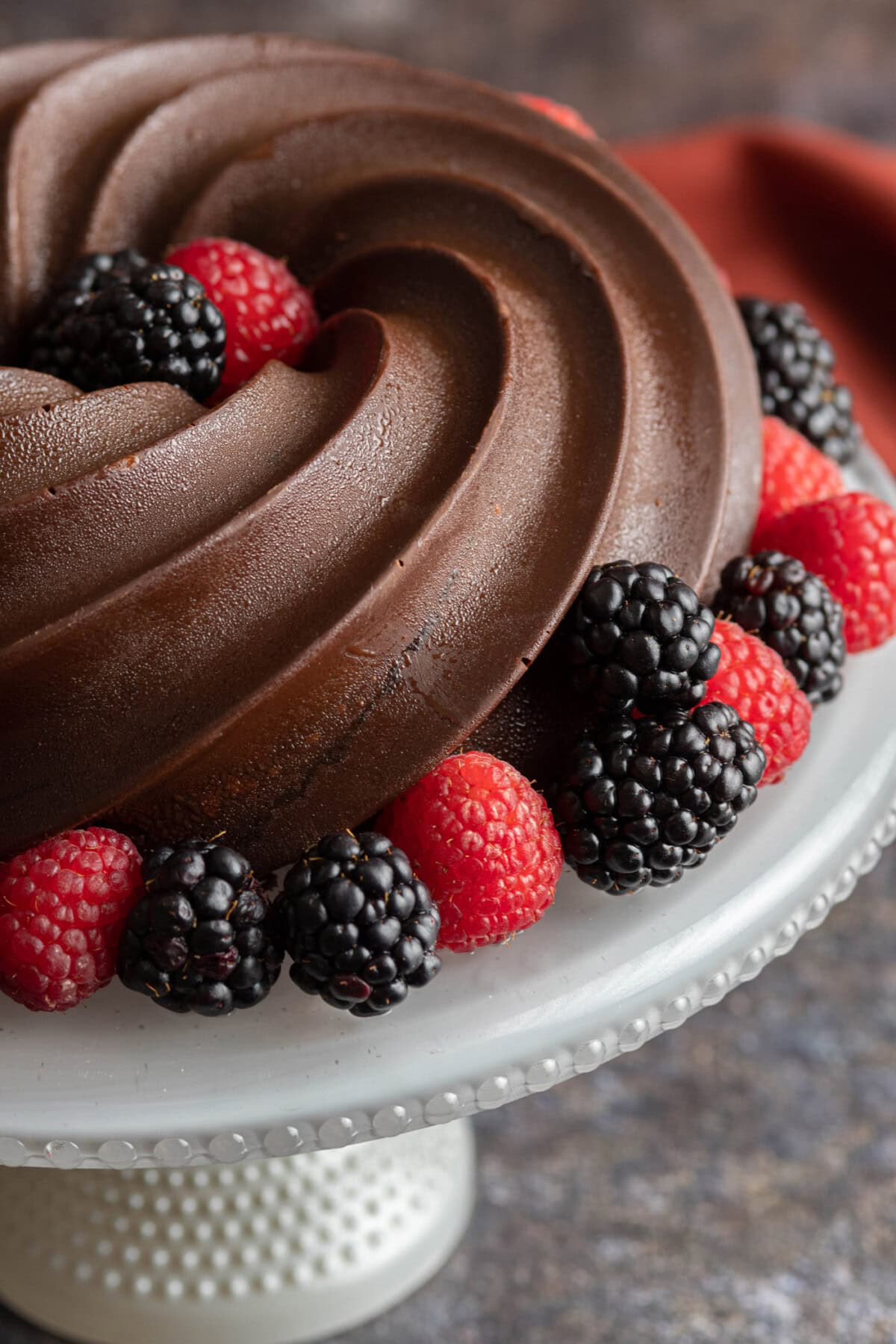 side view of Chocolate Pound Cake