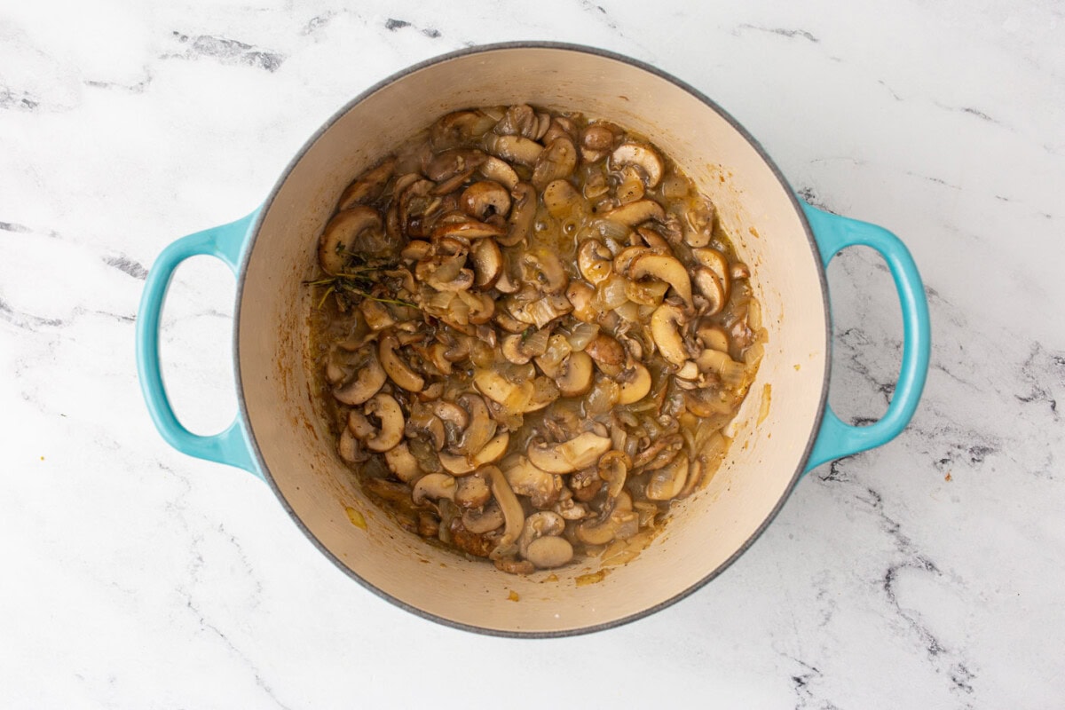 cream of mushroom soup ingredients in a dutch oven