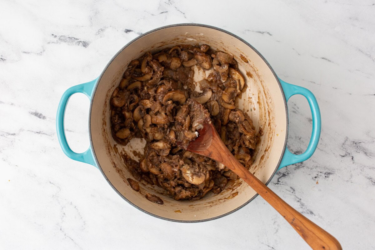 cream of mushroom soup in a pot