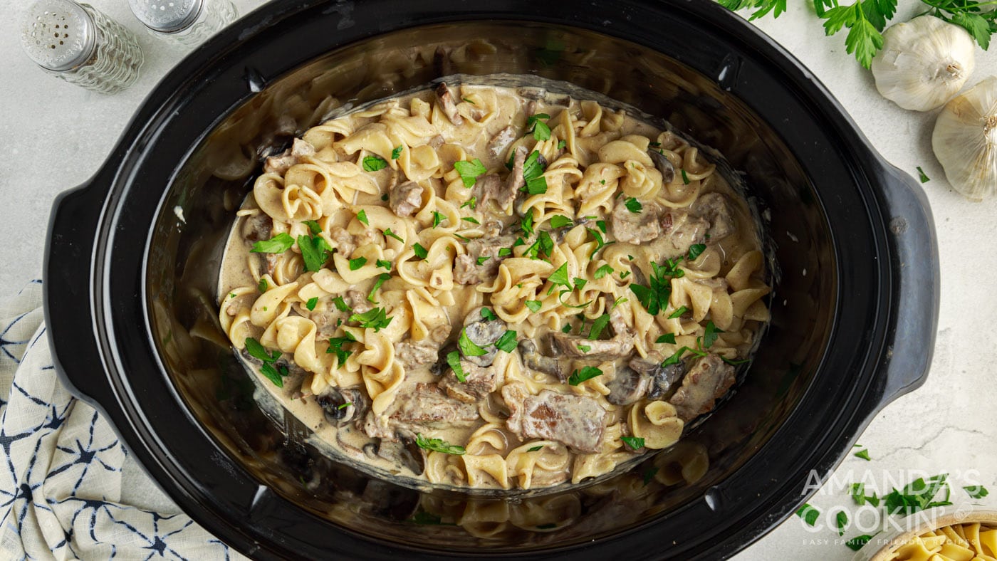 Cooking the beef in the crockpot creates an ultra tender dish with minimal prep and clean-up. Plus, 