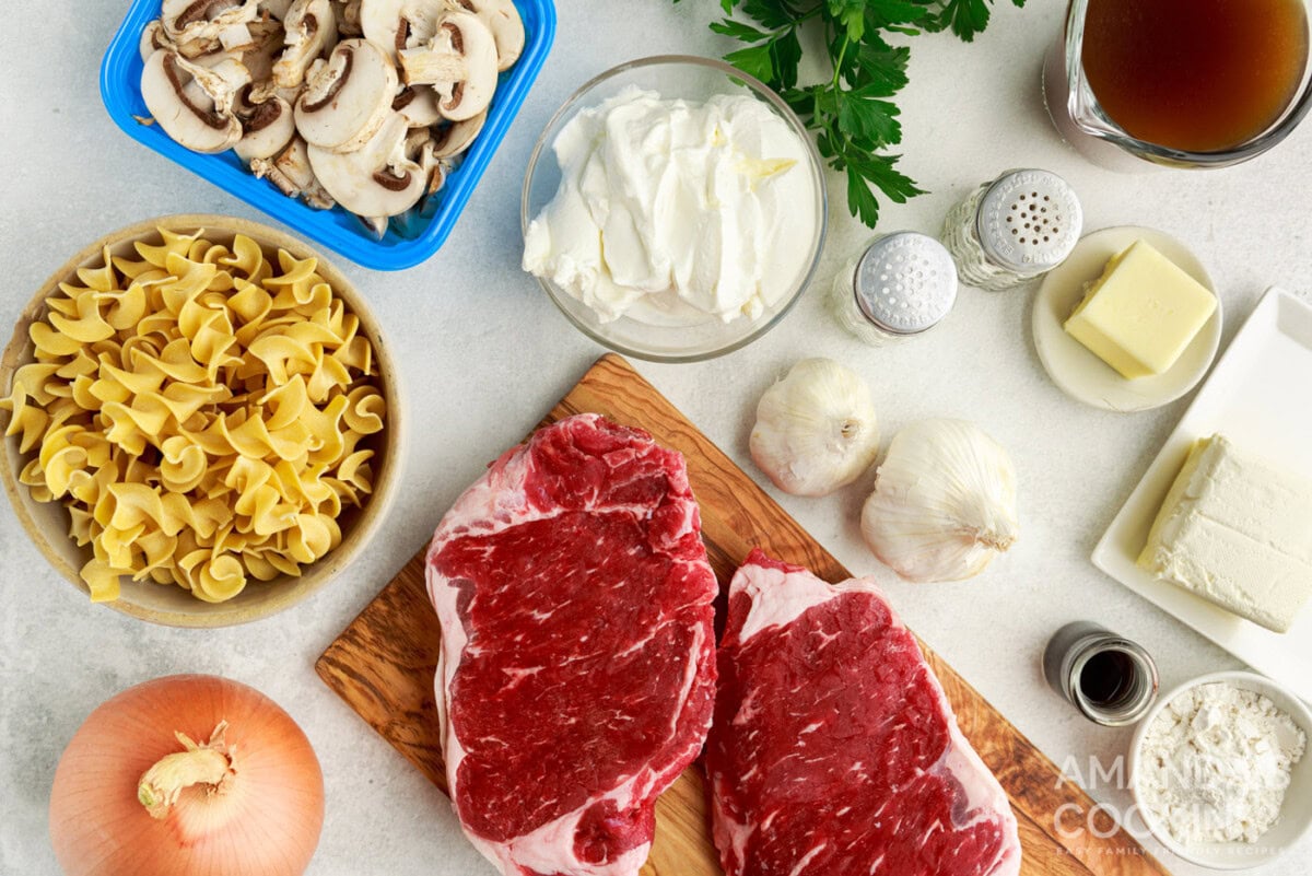 Crockpot Beef Stroganoff ingredients