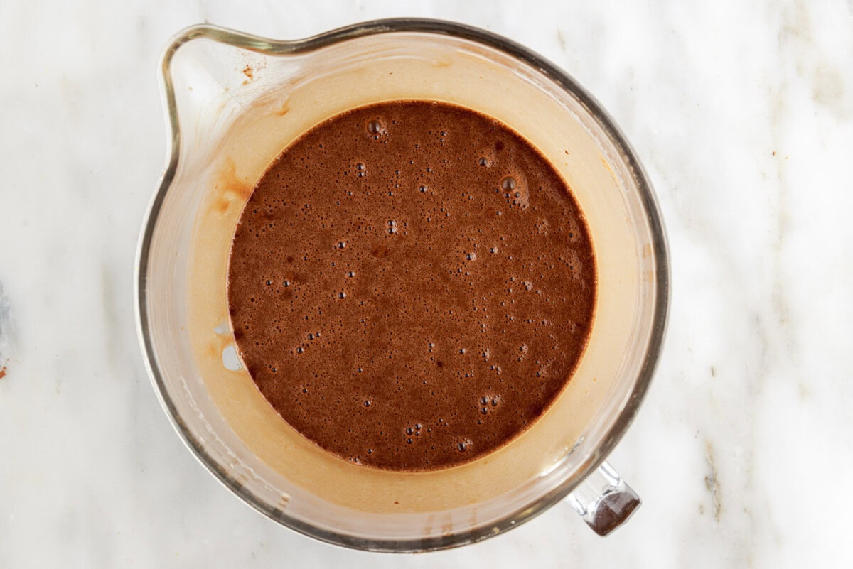 chocolate cupcake batter in a bowl
