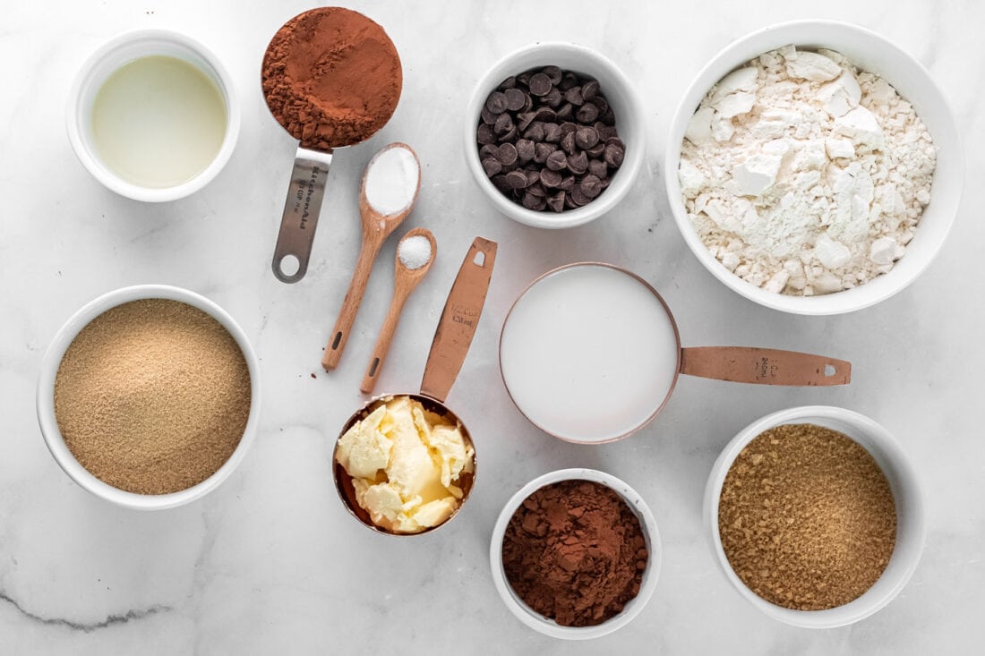 ingredients for double chocolate cupcake