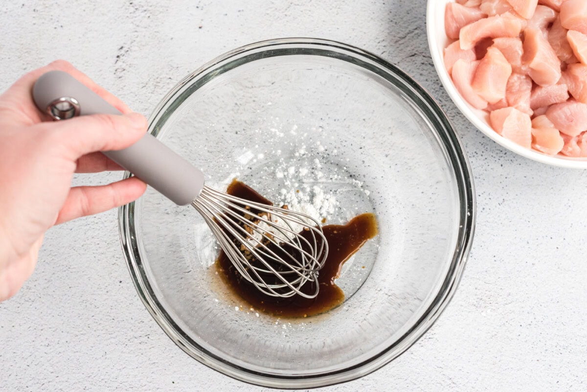 soy sauce mixed in bowl with cornstarch