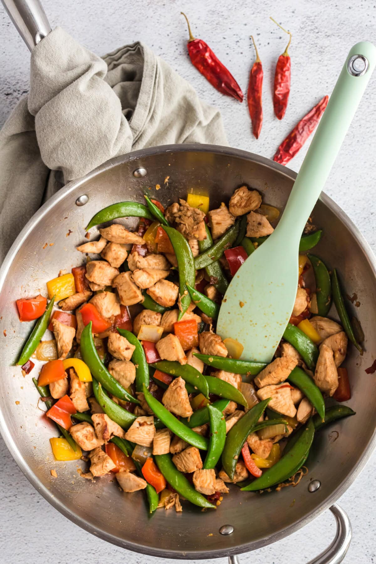 Kung Pao Chicken in a wok