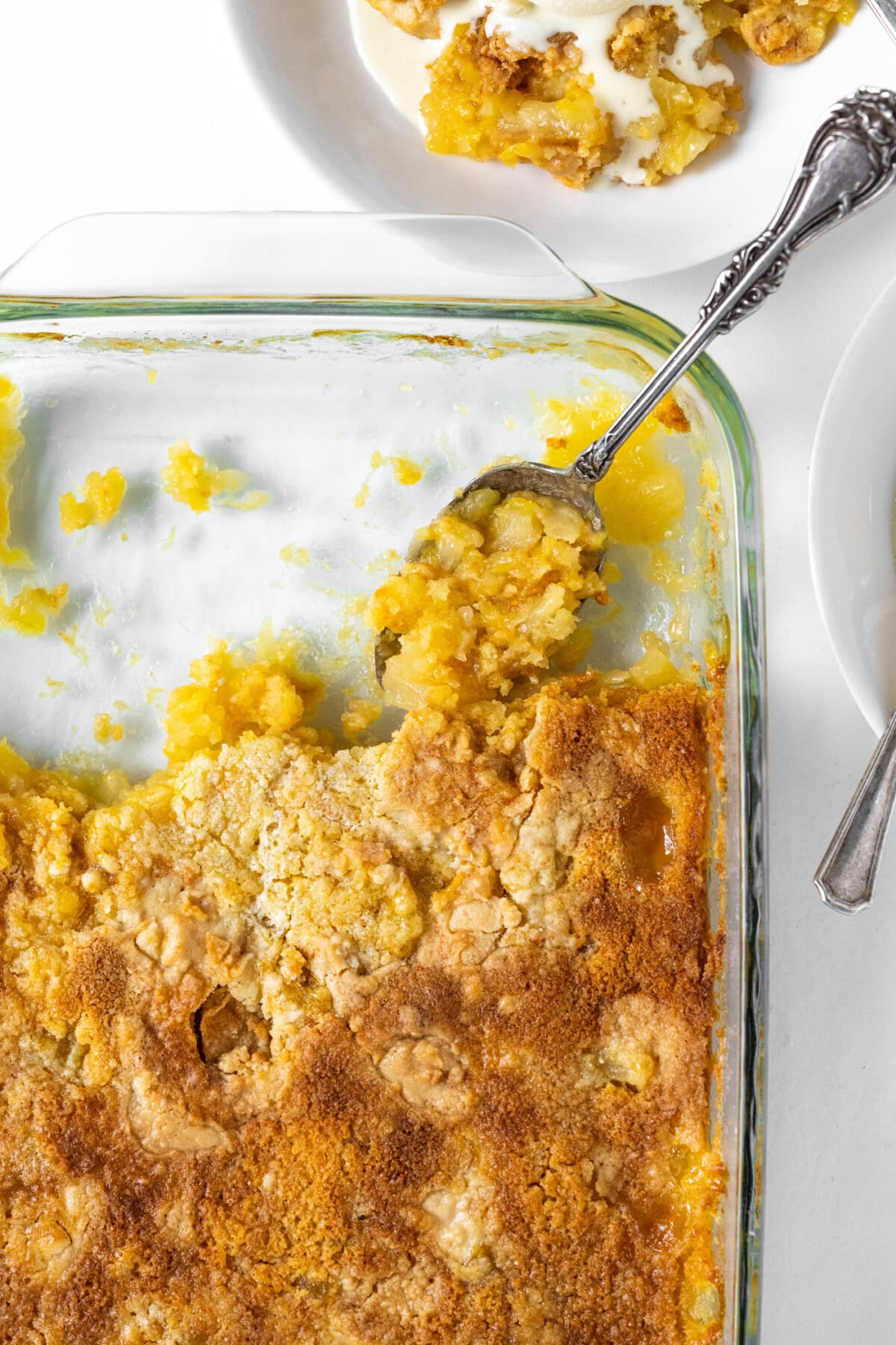 Pineapple Dump Cake in a pan