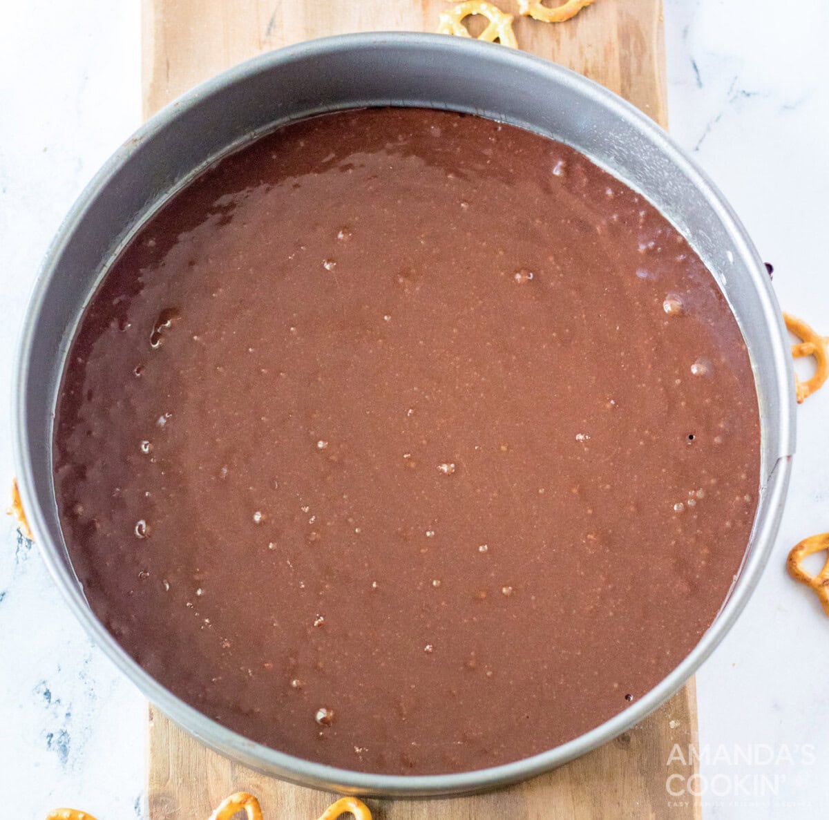 brownie mix in a springform pan