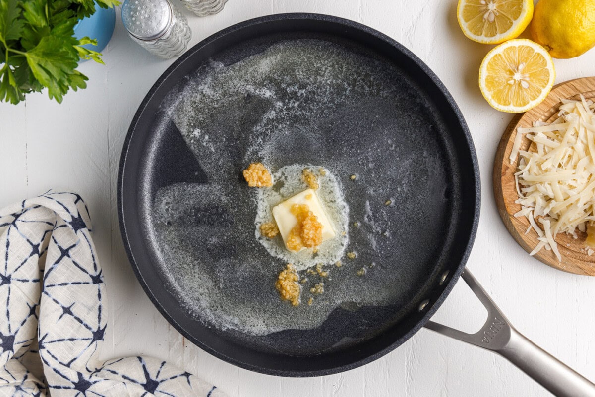 butter and garlic in a pan