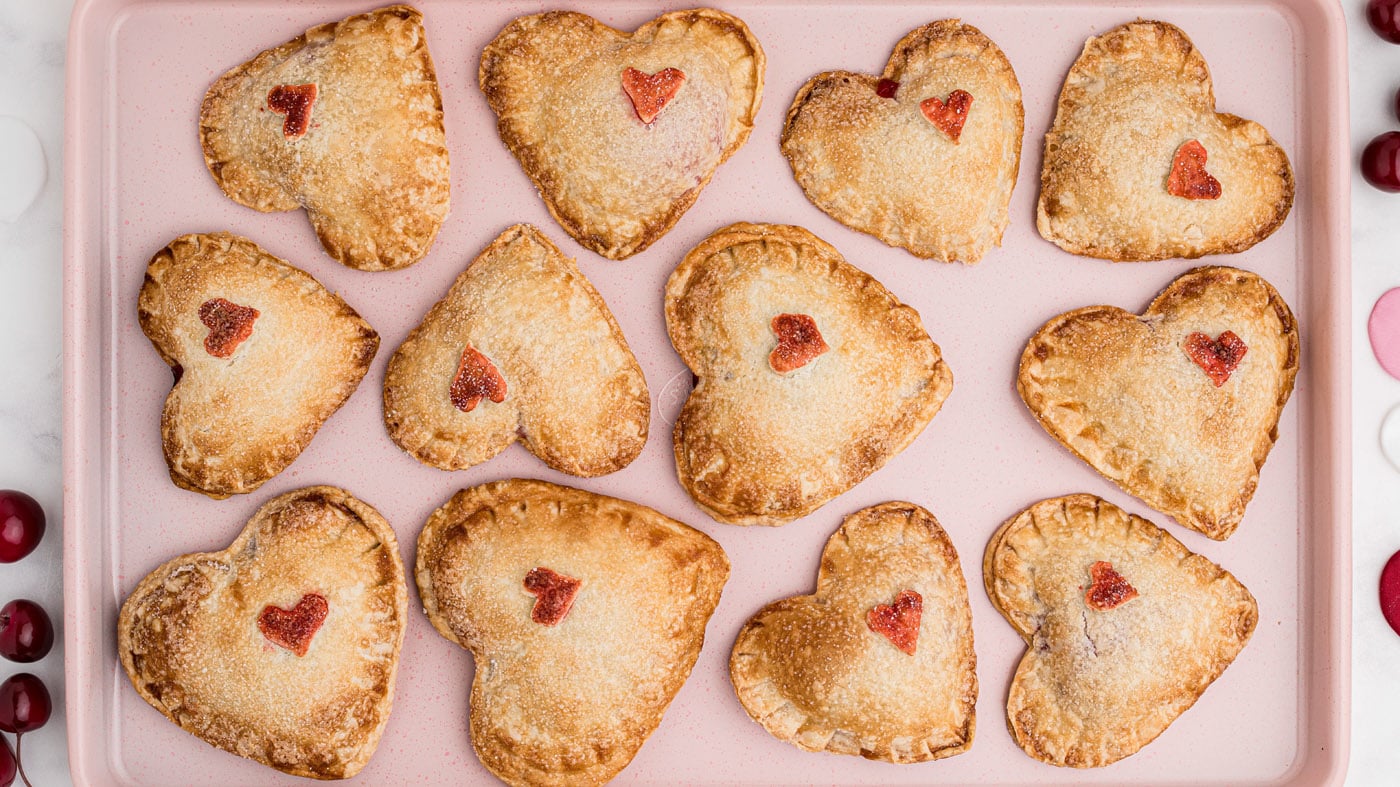 These Valentine cherry hand pies are little handheld love bombs stuffed with cherry pie filling wrap