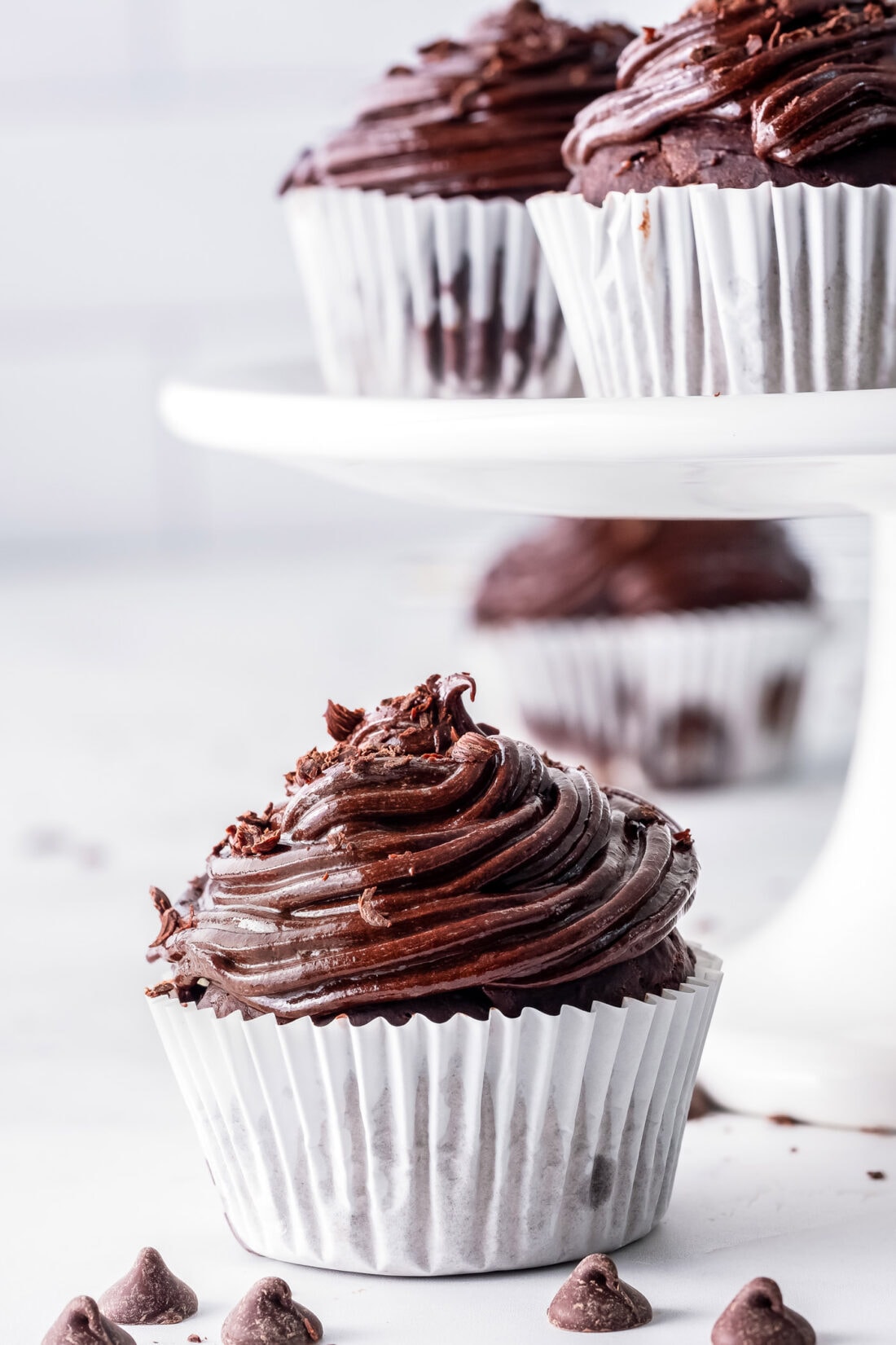 a frosted double chocolate cupcake