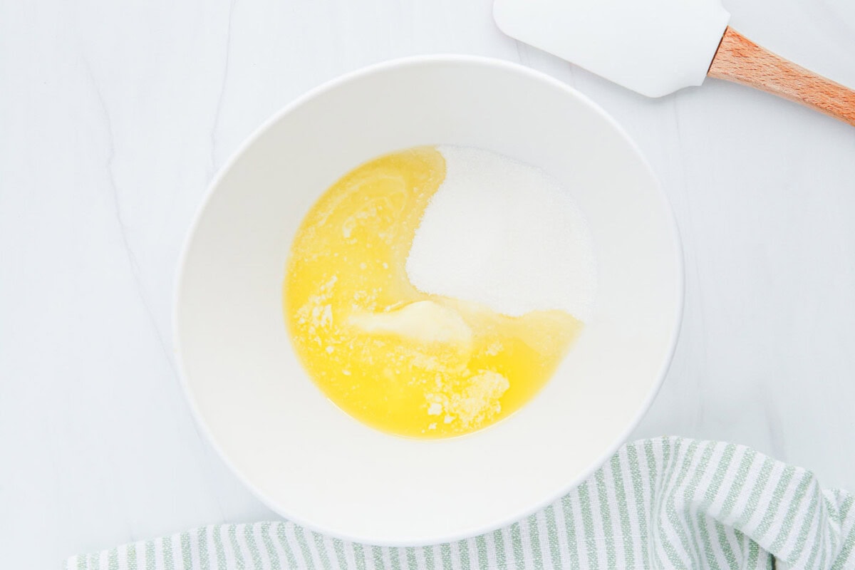 eggs and sugar in a mixing bowl