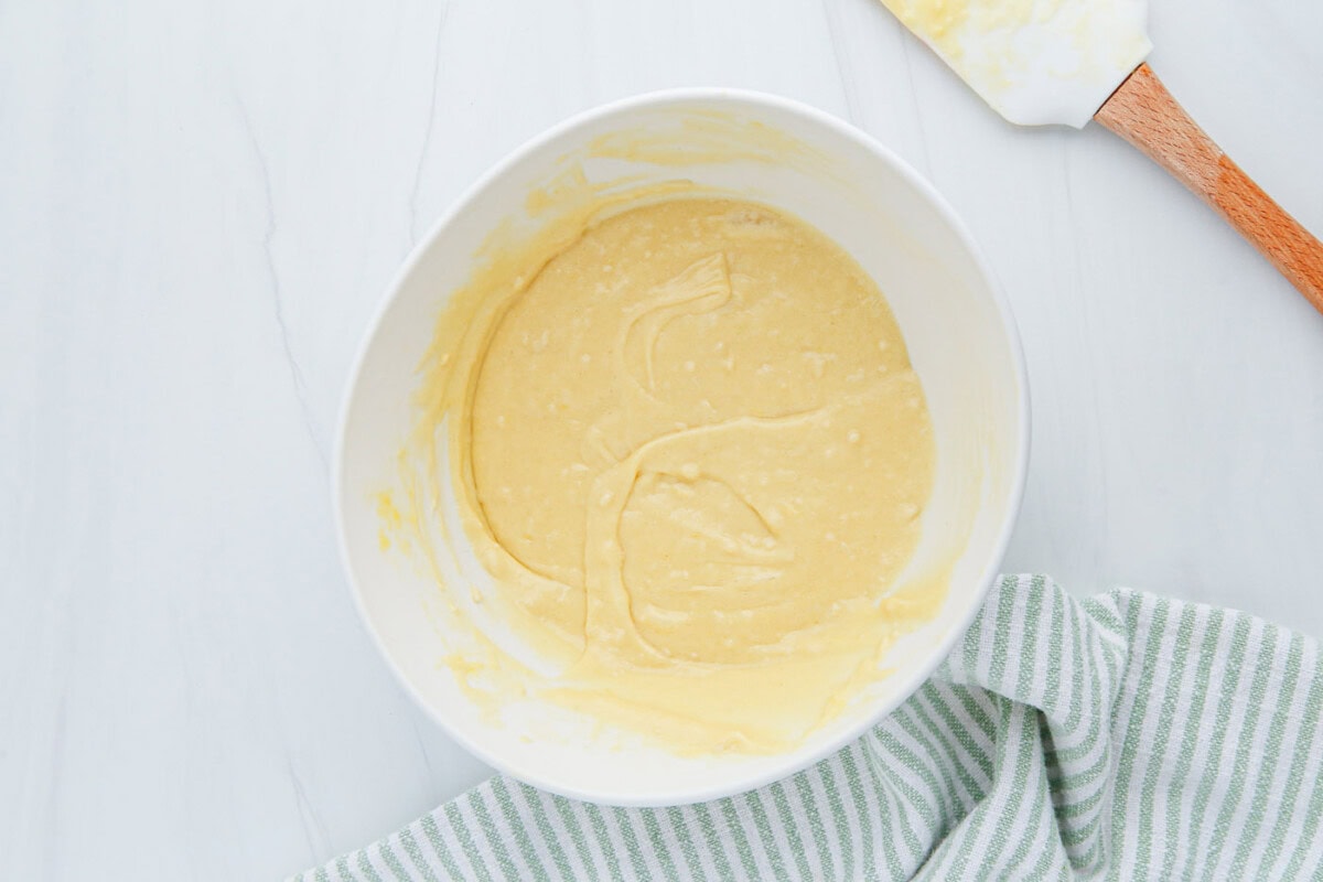 lemon cake batter in a bowl