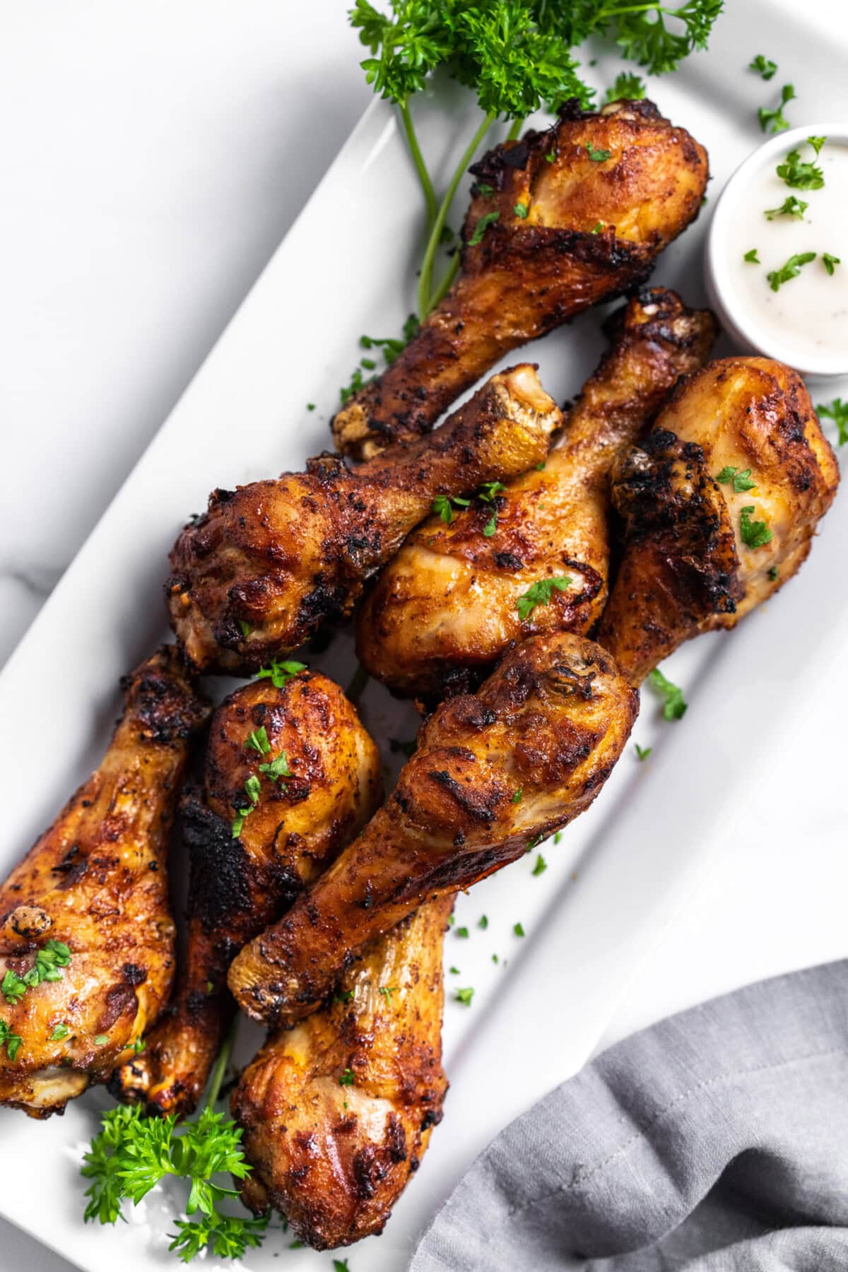 Air Fryer Chicken Drumsticks on a platter