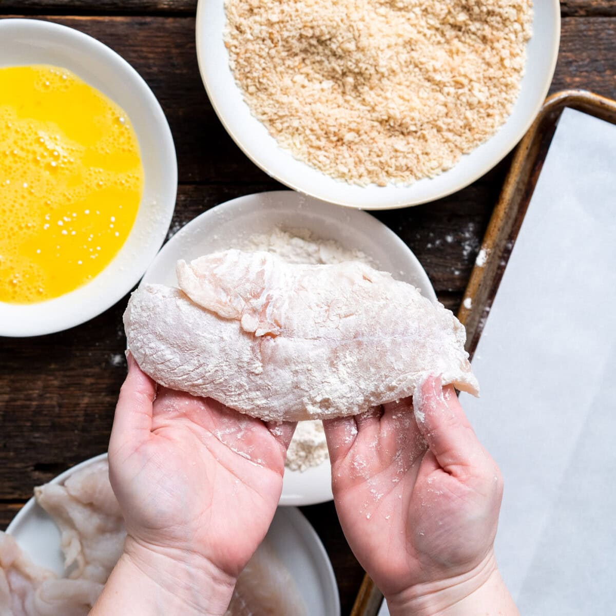 cod fillet dredged in flour
