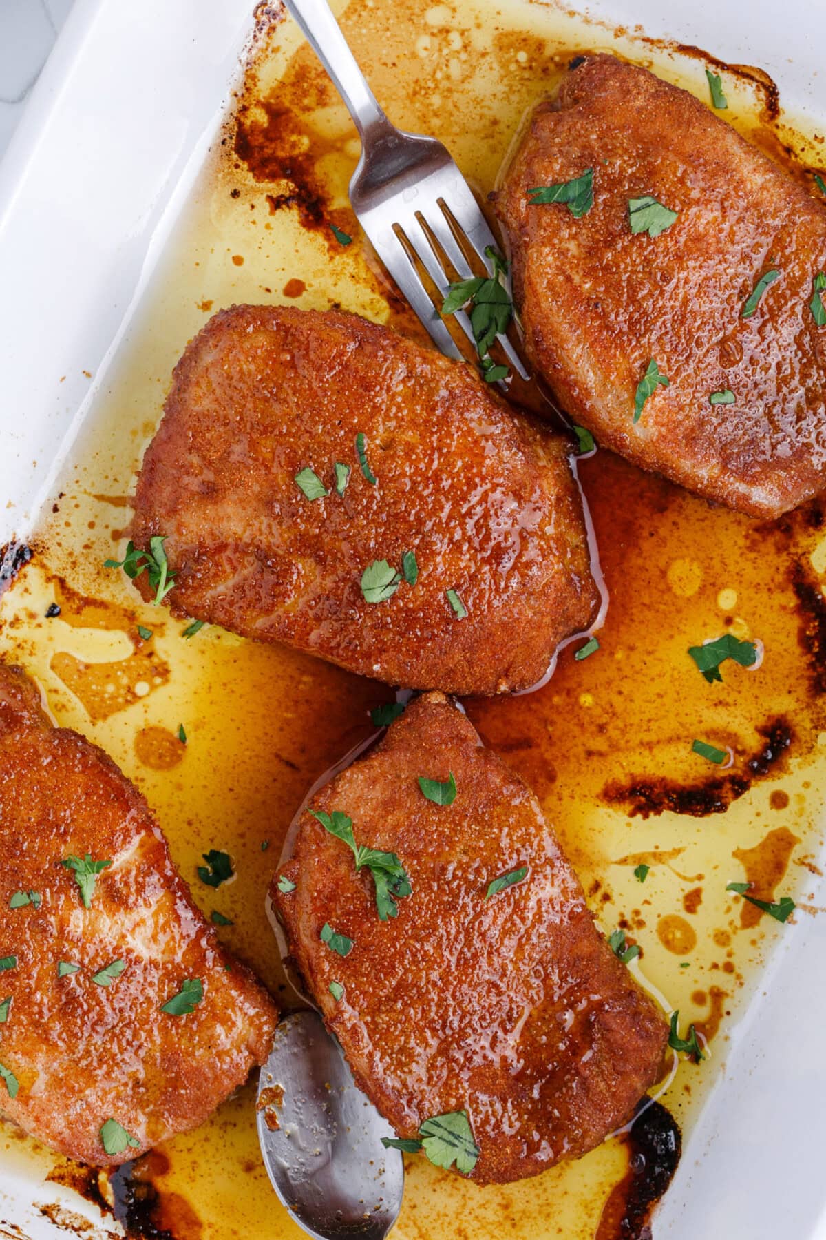 Baked Pork Chops in a pan