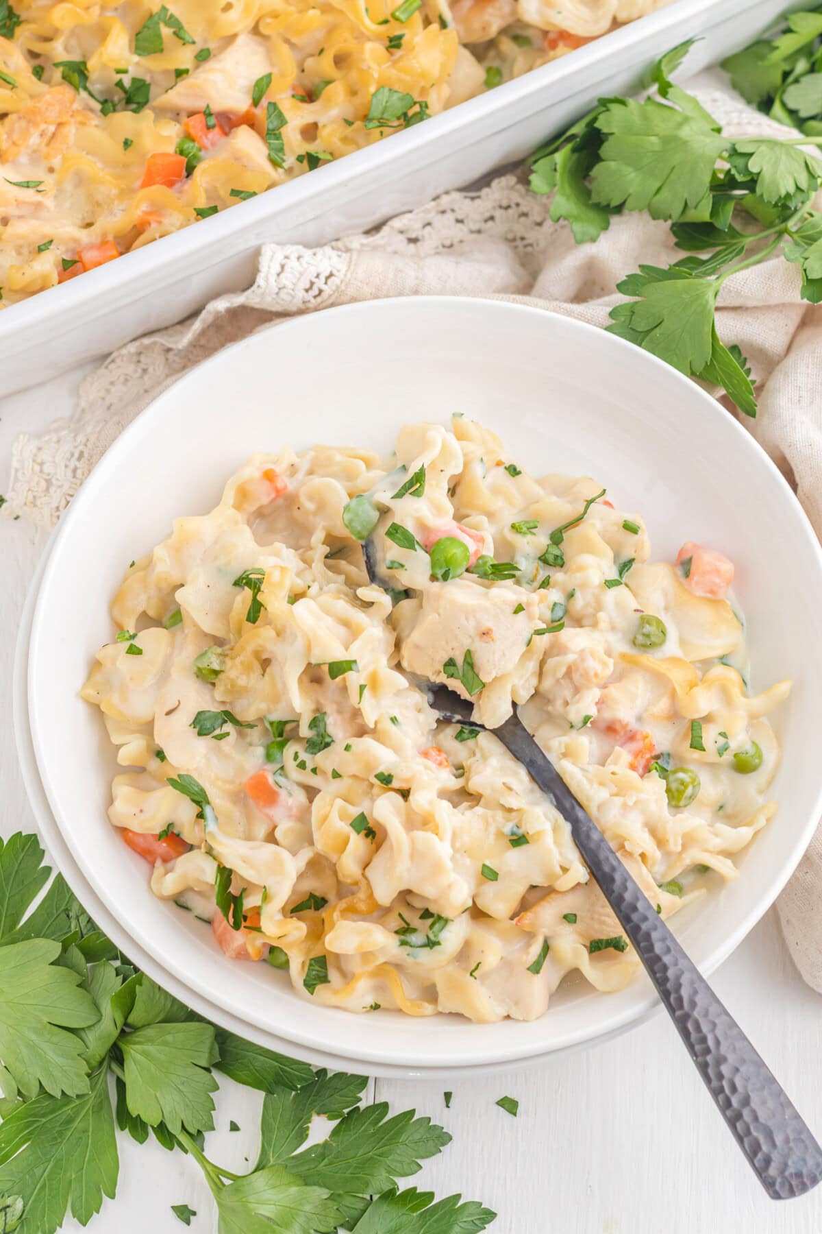 dish of Chicken Noodle Casserole