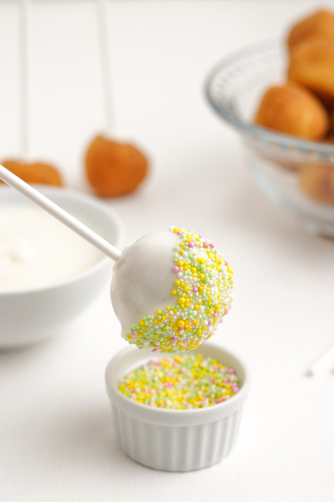 dipping a Donut Hole Cake Pop