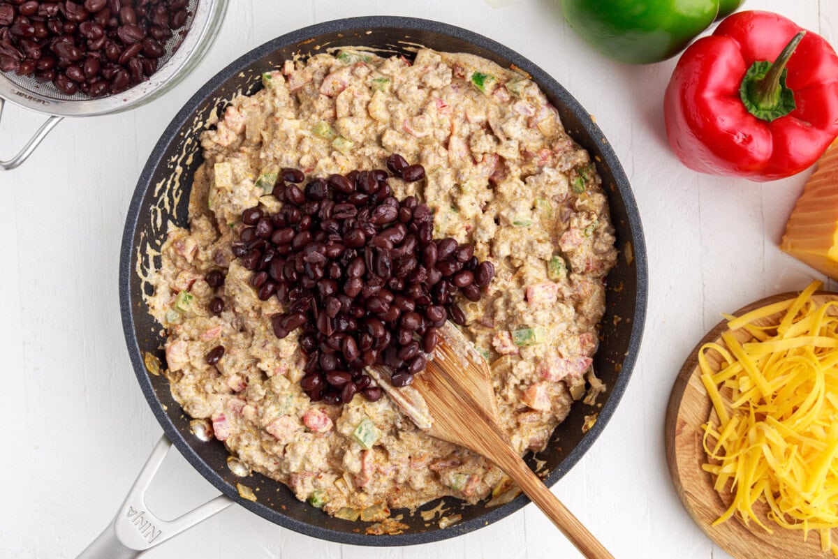 ground beef mixture mixed with black beans