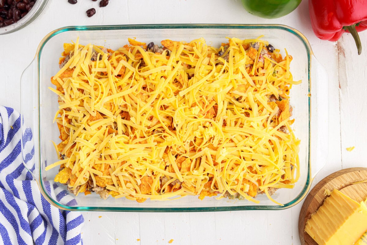 cheese on top of dorito casserole
