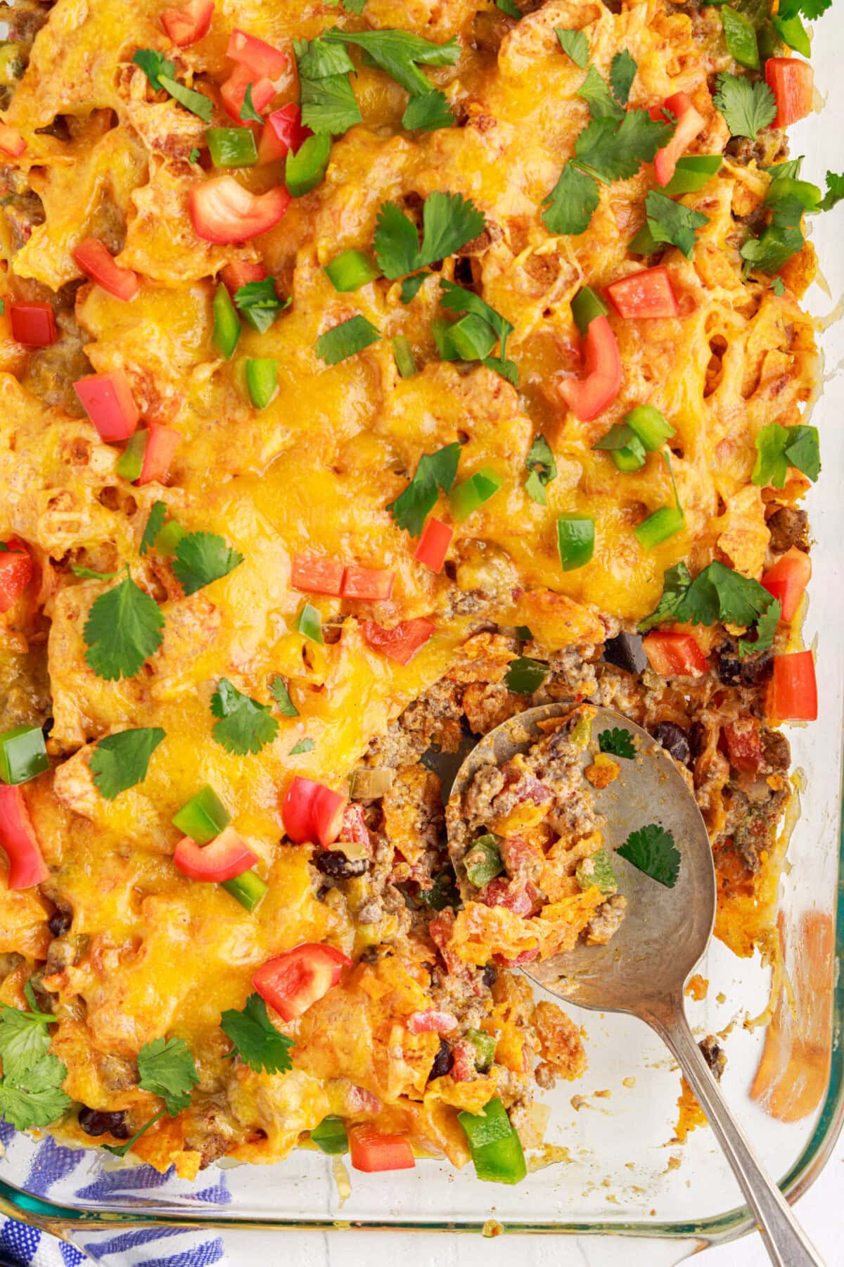 SPOON IN A DISH OF Dorito Casserole