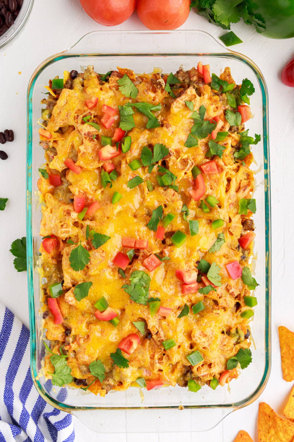 Dorito Casserole in a pan
