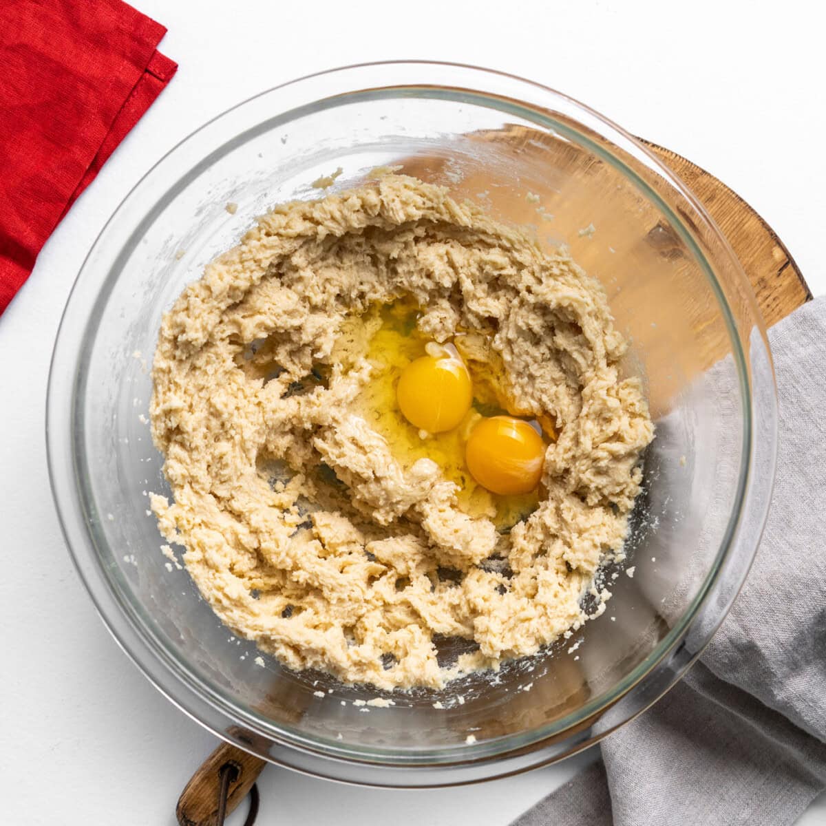 eggs in brown sugar cookie mixture