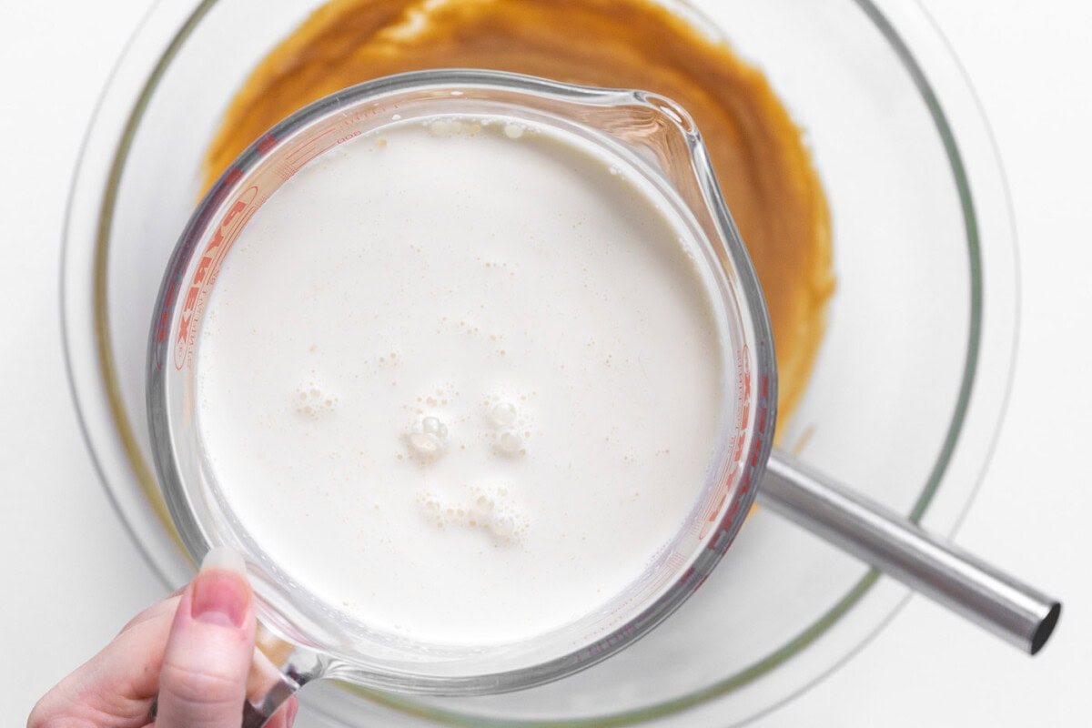 heavy whipping cream mixture over peanut butter mixture