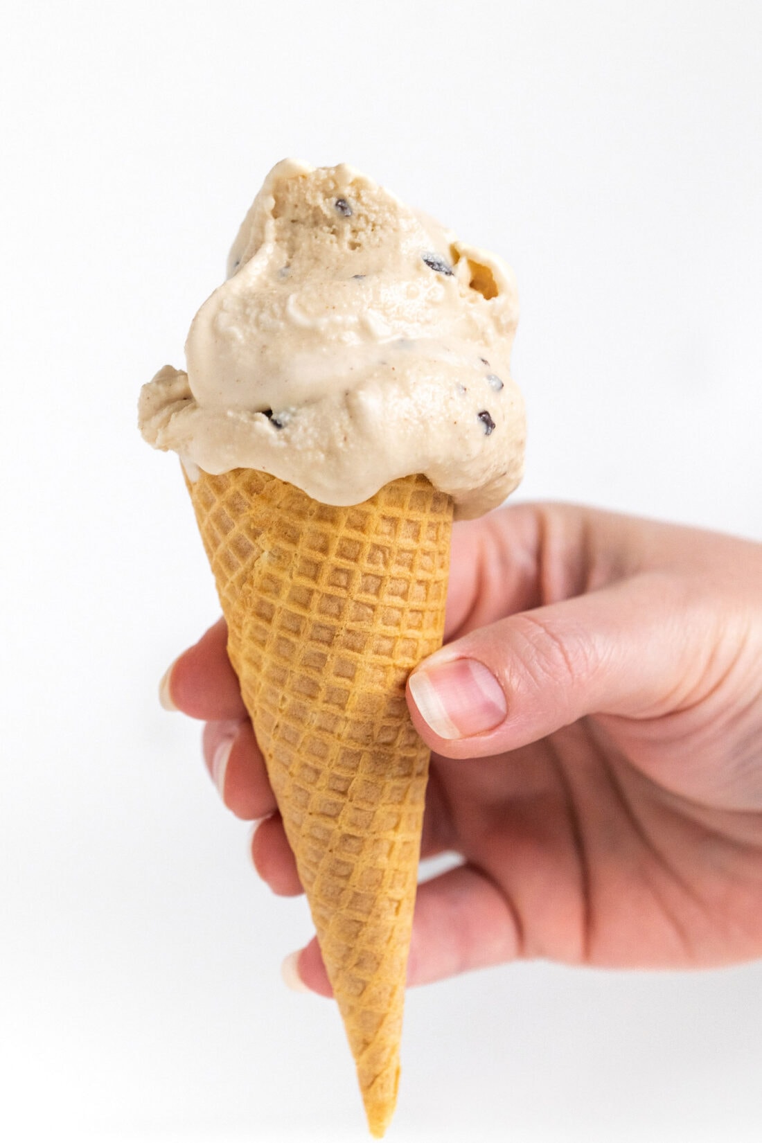 Peanut Butter Chocolate Chip Ice Cream cone