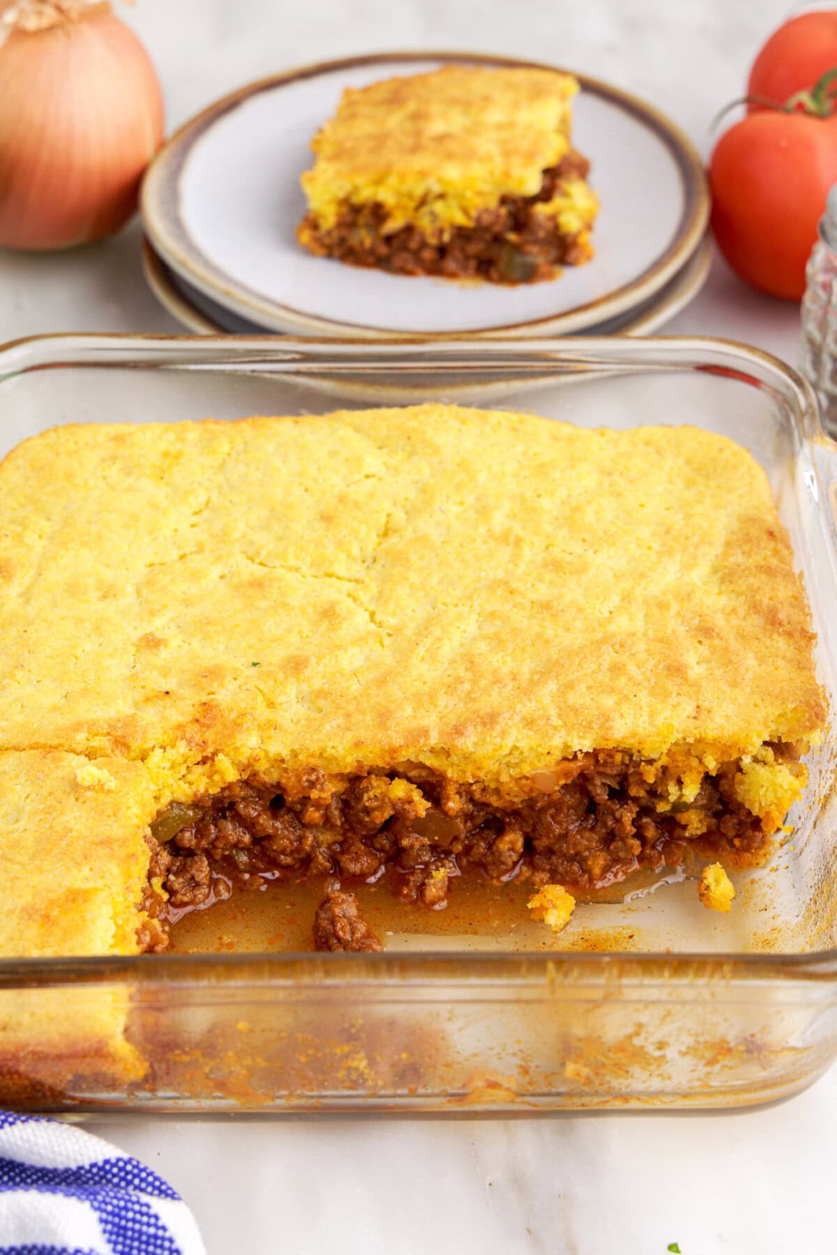 pan of Sloppy Joe Cornbread Casserole
