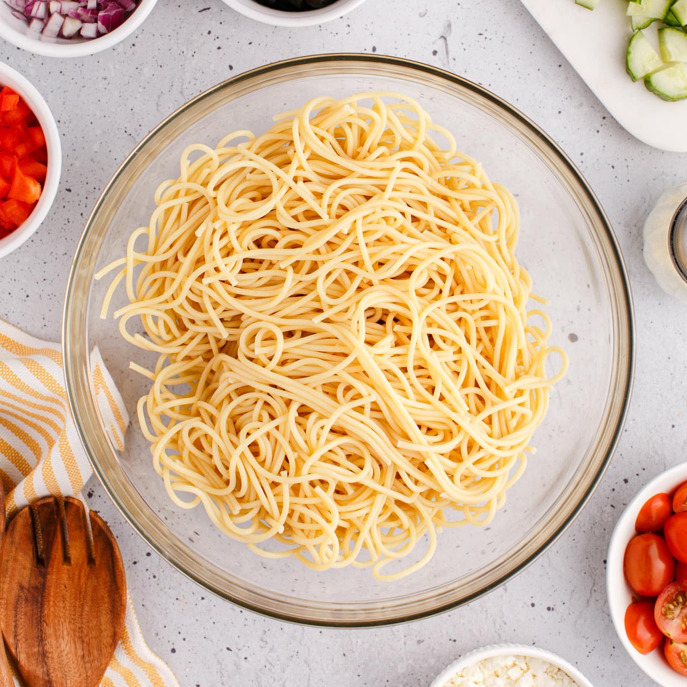 spaghetti noodles in a bowl