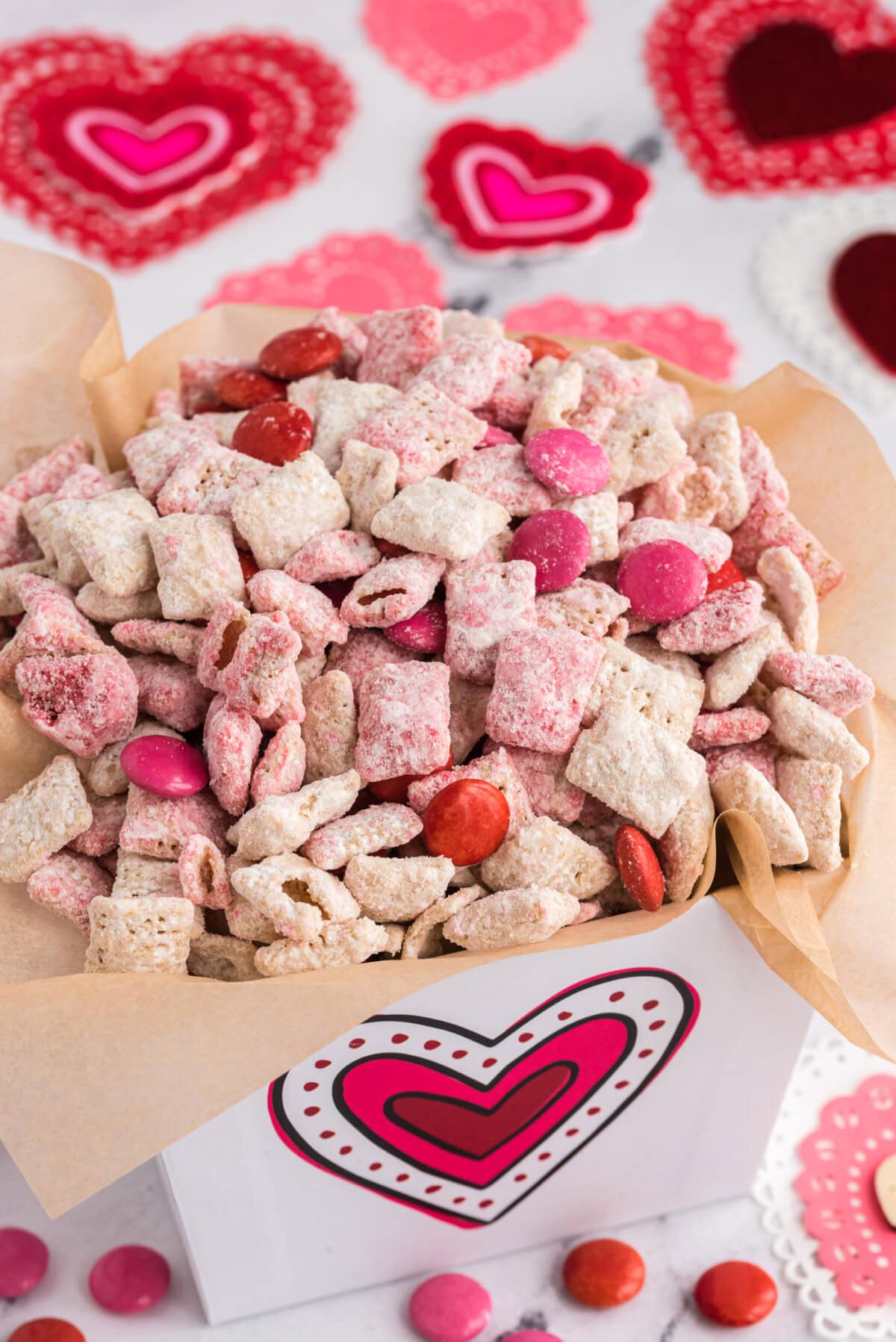 Valentine Muddy Buddies in a cute gift box