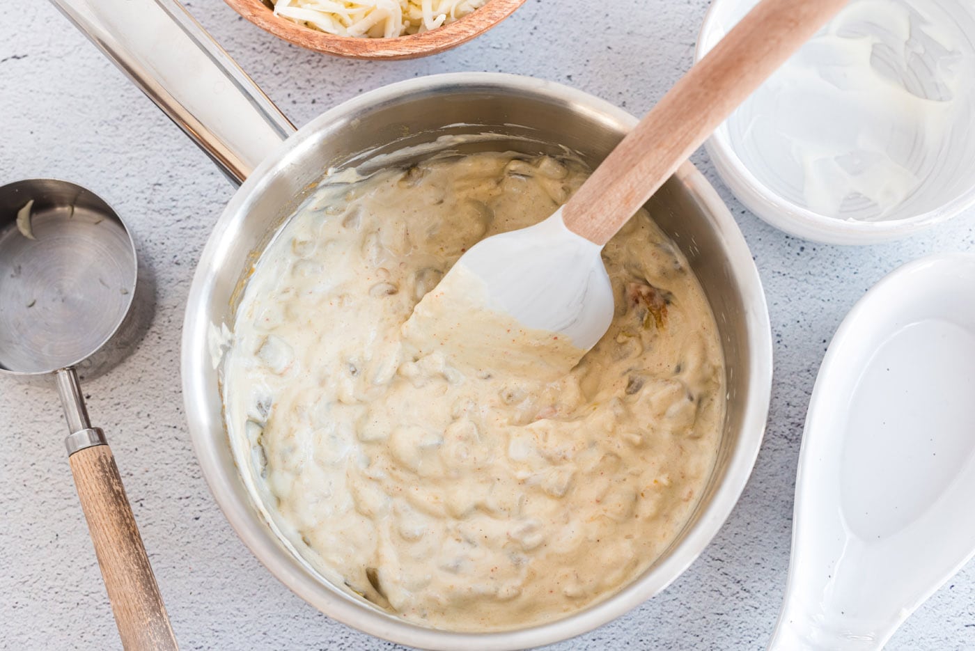 sour cream mixture with green chiles