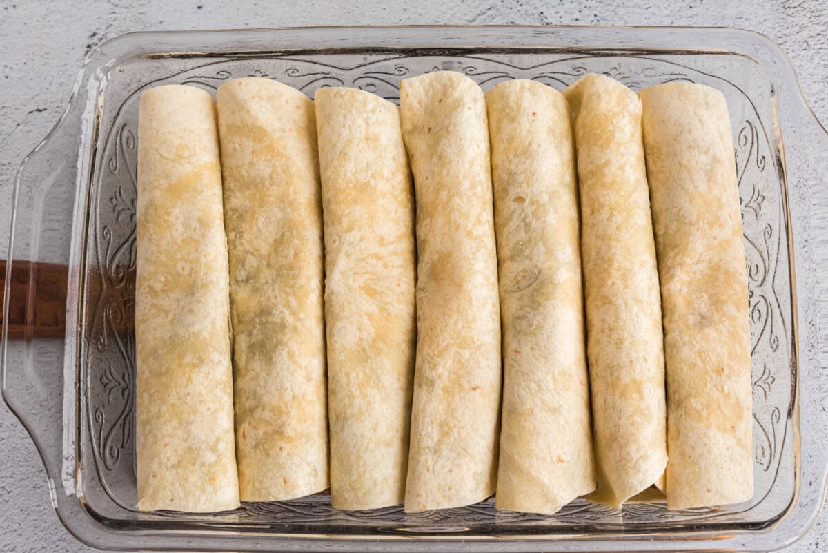 beef enchiladas in a pan