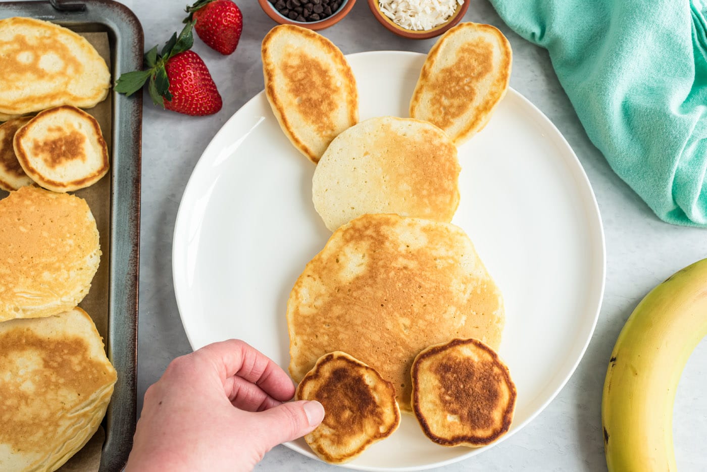 bunny butt pancakes on a plate