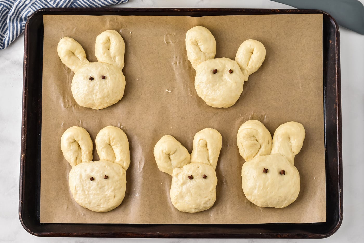 bunny rolls with cloves as eyes