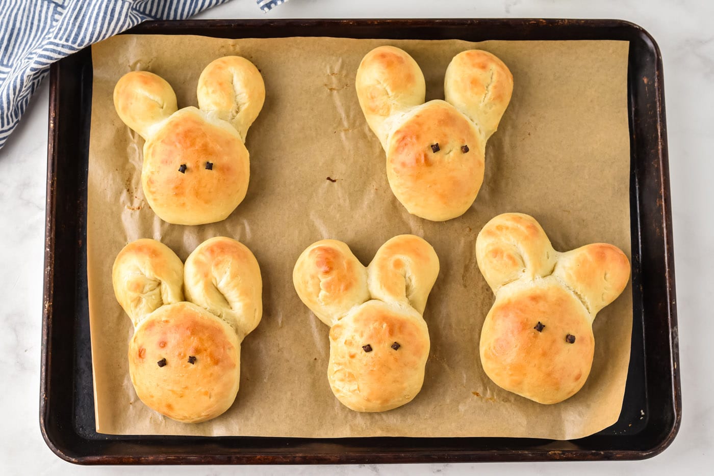 baked bunny bread rolls