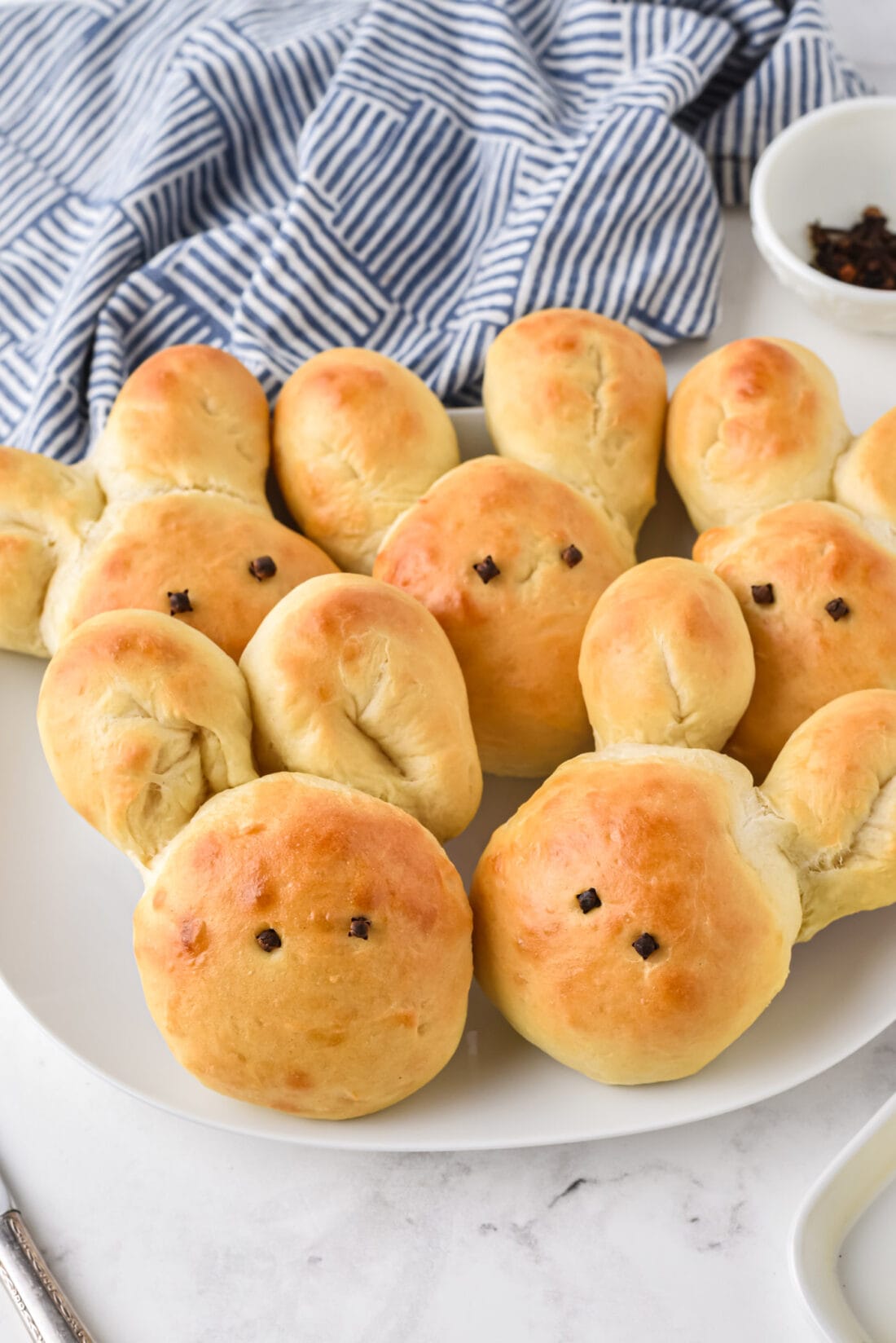 plate full of Bunny shaped Rolls