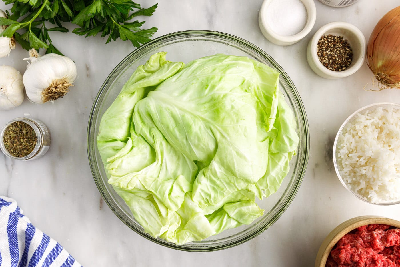 cabbage leaves in a bowl