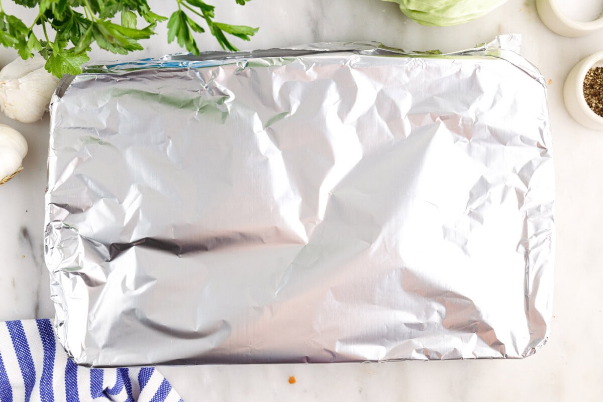 tinfoil over cabbage rolls