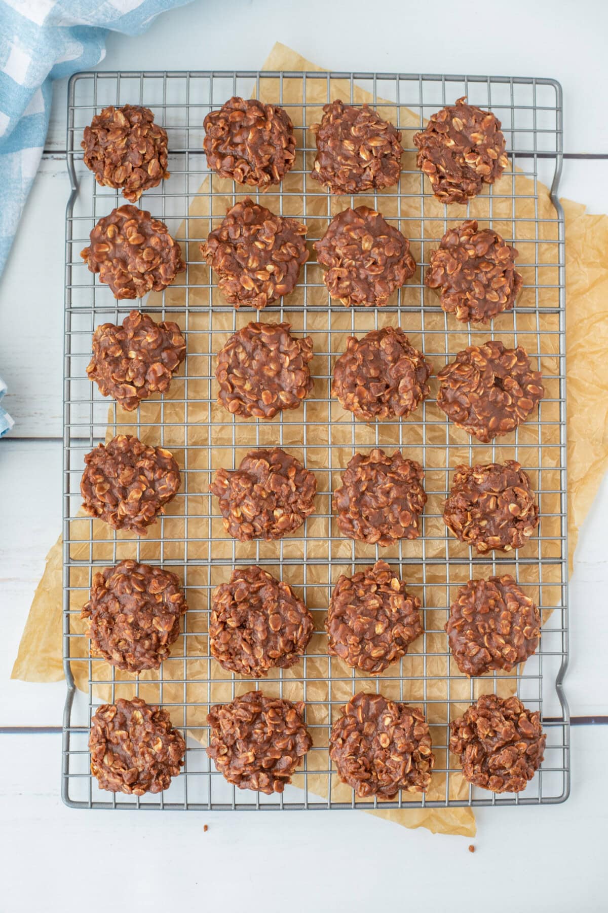 cooling rack of No Bake Cookies