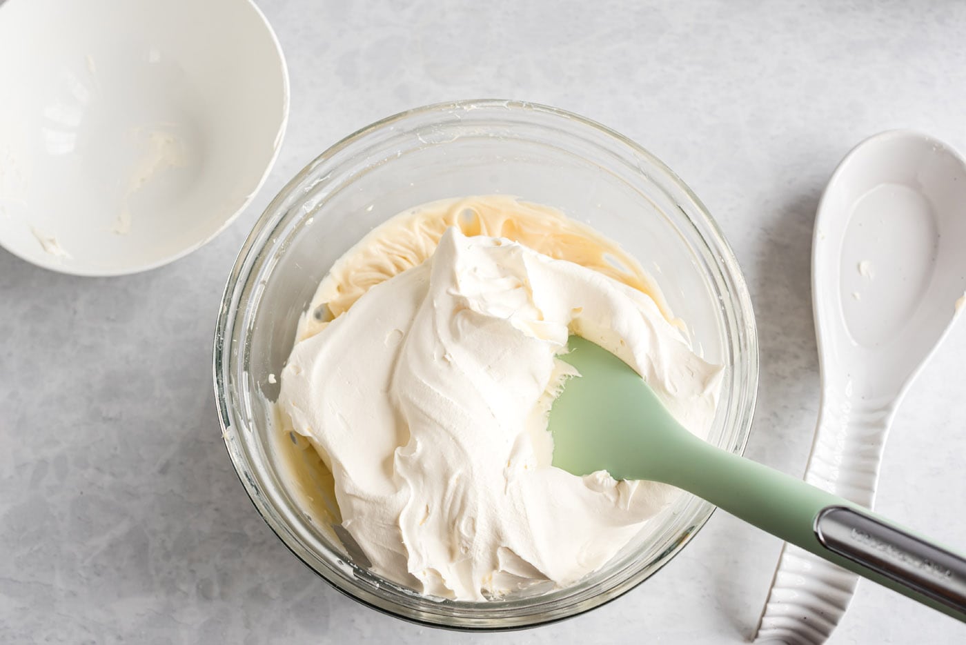 folding cool whip into cream cheese mixture